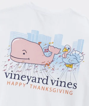 Vineyard Vines Thanksgiving Parade Whale Long-Sleeve Pocket Tee White Cap Cheap