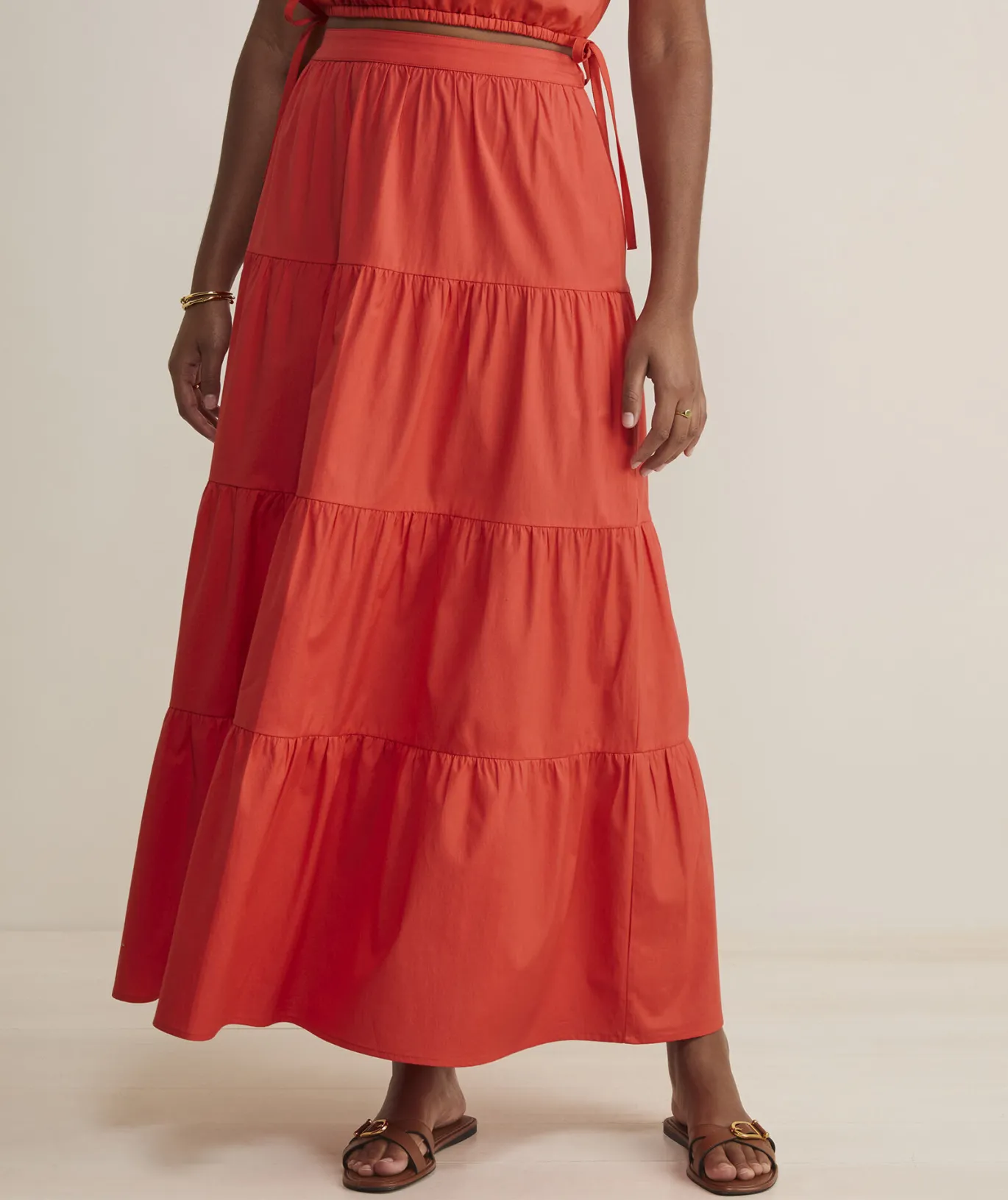 Vineyard Vines Tiered Maxi Skirt Papaya Punch Shop