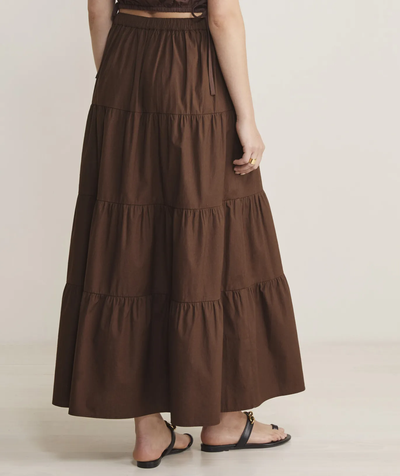 Vineyard Vines Tiered Maxi Skirt Chickory Coffee Sale