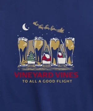 Vineyard Vines To All a Good Flight Long-Sleeve Tee Deep Bay New