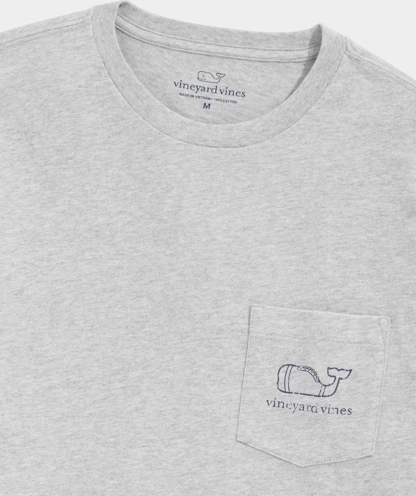 Vineyard Vines Vintage Football Whale Long-Sleeve Pocket Tee Grey Heather Store