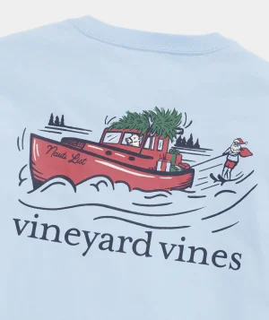 Vineyard Vines Water Skiing Santa Long-Sleeve Tee Jake Blue Cheap