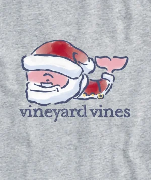 Vineyard Vines Watercolor Santa Whale Long-Sleeve Pocket Tee Grey Heather Best