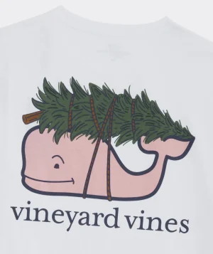 Vineyard Vines Whale & Tree Long-Sleeve Pocket Tee White Cap New