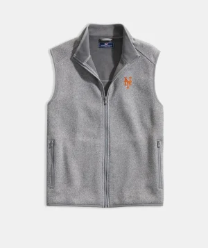 Vineyard Vines Women's Atlanta Braves Mountain Sweater Fleece Vest Marshmallow Outlet